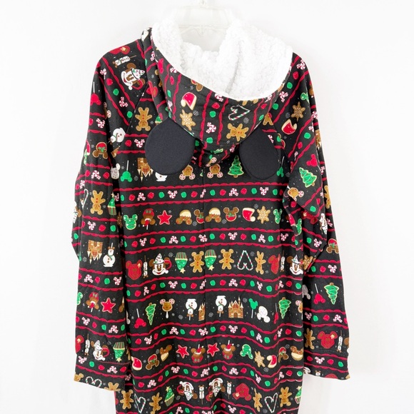 Disney Black Mickey Mouse Fair Isle Jumpsuit Size M Christmas Festive Holiday - Picture 8 of 11
